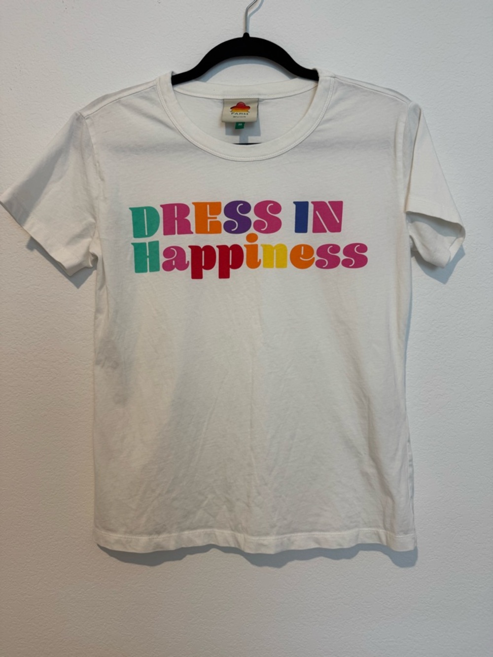 Farm Rio T Shirt Dress In Happiness White Graphic Cotton Tee